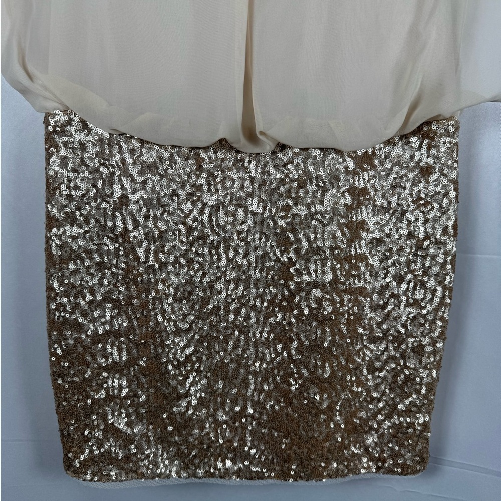 Aiden Mattox Cocktail Dress NWT Champagne Chiffon Top Sequin Skirt 4 Party Event - Picture 5 of 16